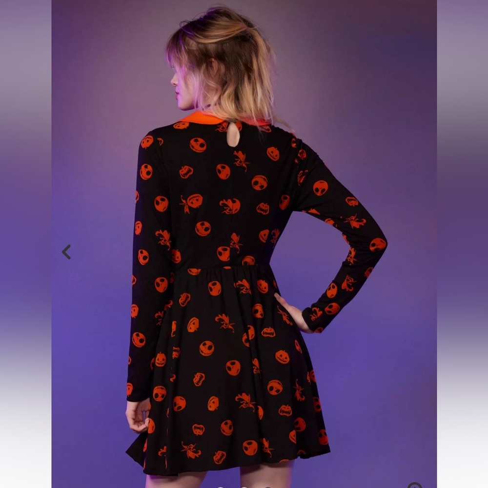 Her Universe The Nightmare Before Christmas Flocked Icons Long-Sleeve Dress - Picture 3 of 12